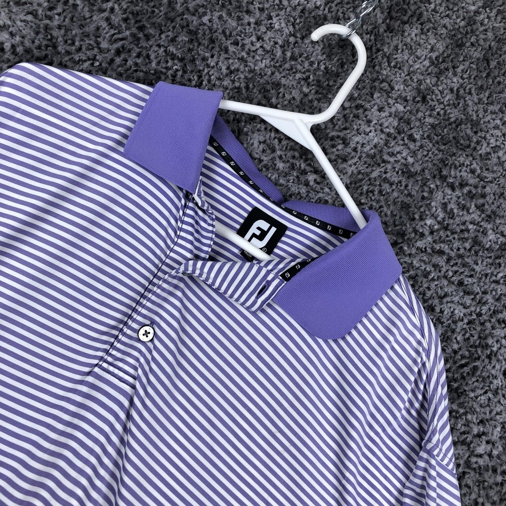 FootJoy Shirt Mens Large Purple Striped‎ Short Sleeve Golf Polo Stretch Jersey